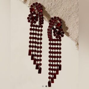 Free People NWT red rhinestone long earrings